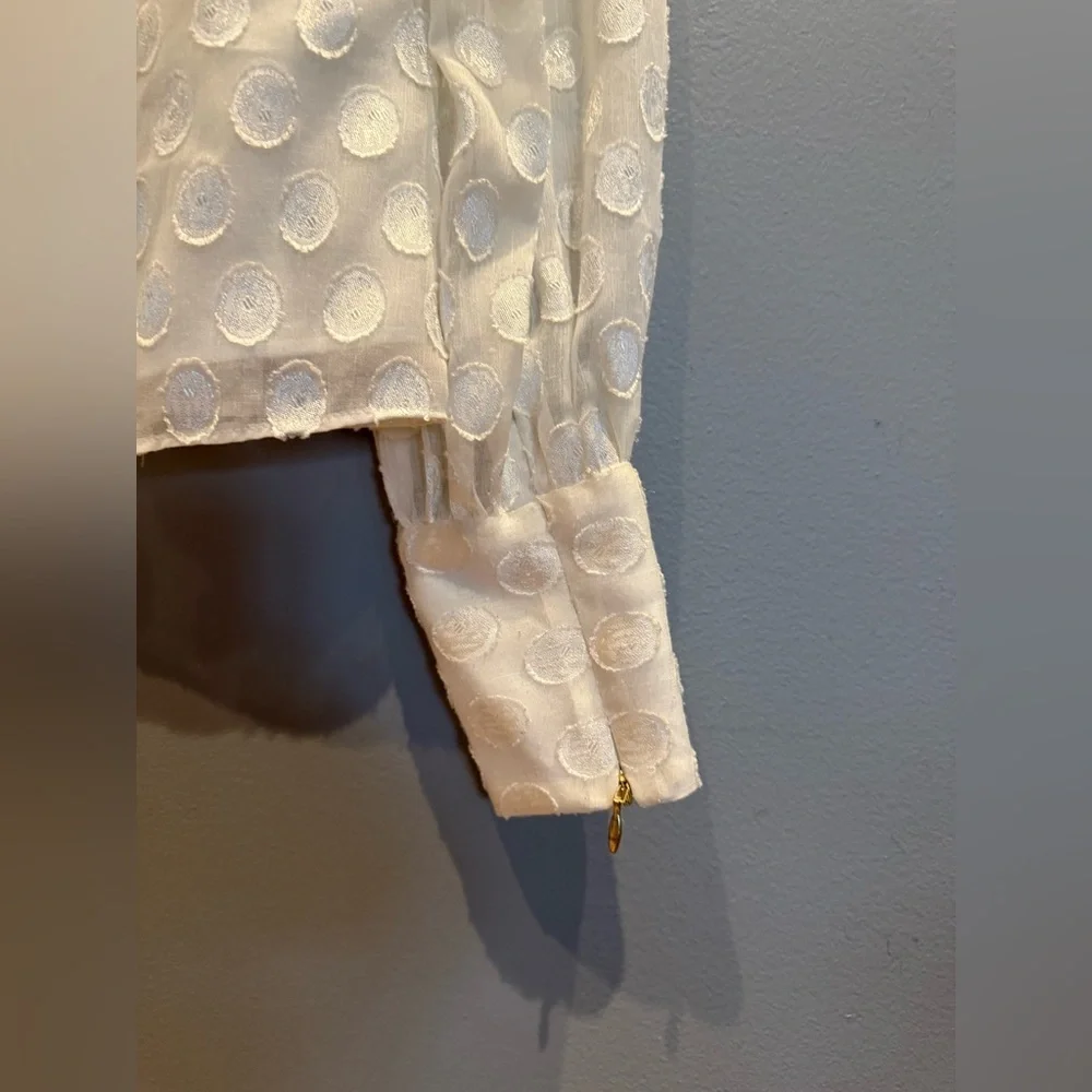 Lilly Pulitzer Cream Blouse with Cuffed Puff Sleeves